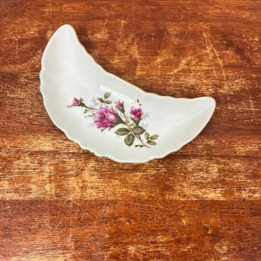 Vintage Japanese Porcelain Catch All Trinket Dish Cottagecore Floral‎ Soap Rings